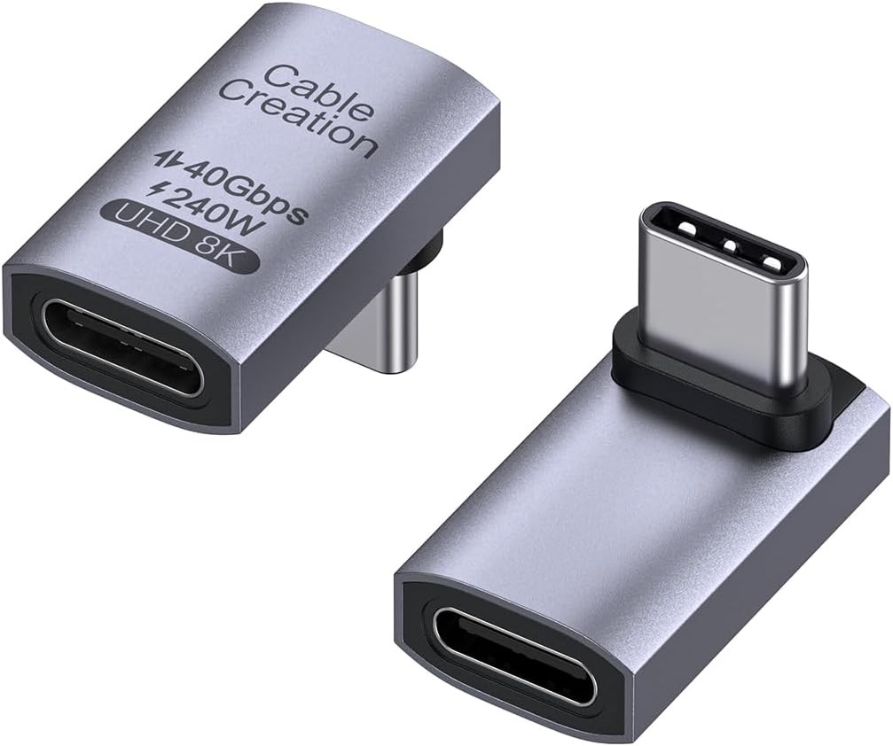 USB C Adapter Up Angle 2 Pack 40Gbps 240W PD 8K Video Output