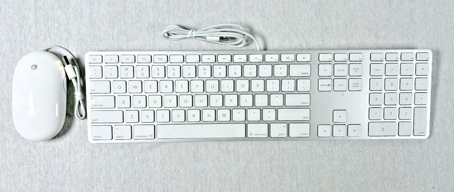 Apple Wired Keyboard (Model 1243) with Apple Mighty Mouse (Model A1152) - tested