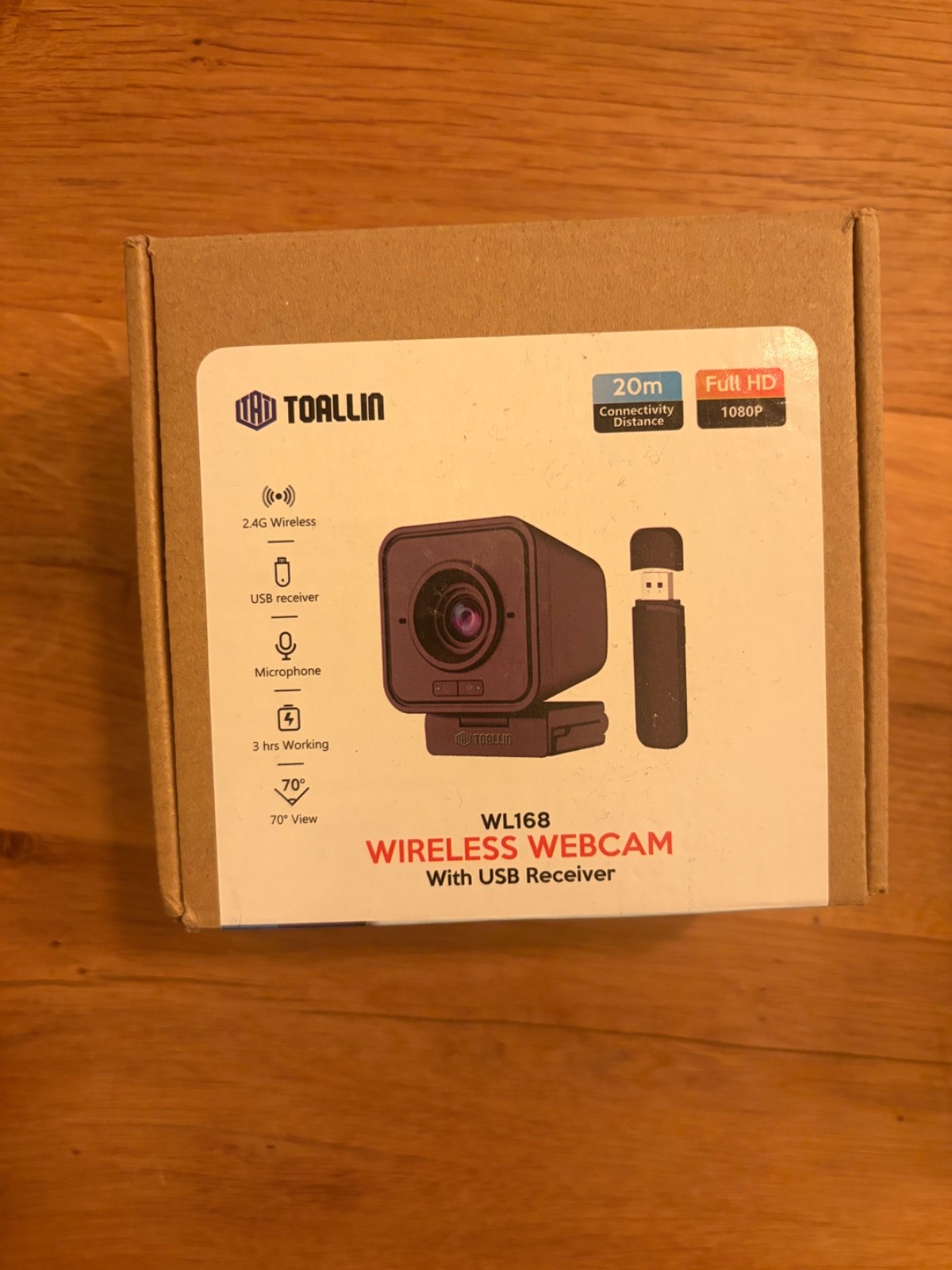 TOALLIN 2.4GHz 1080P FHD Wireless Webcam USB Receiver Built-in Microphone 20m