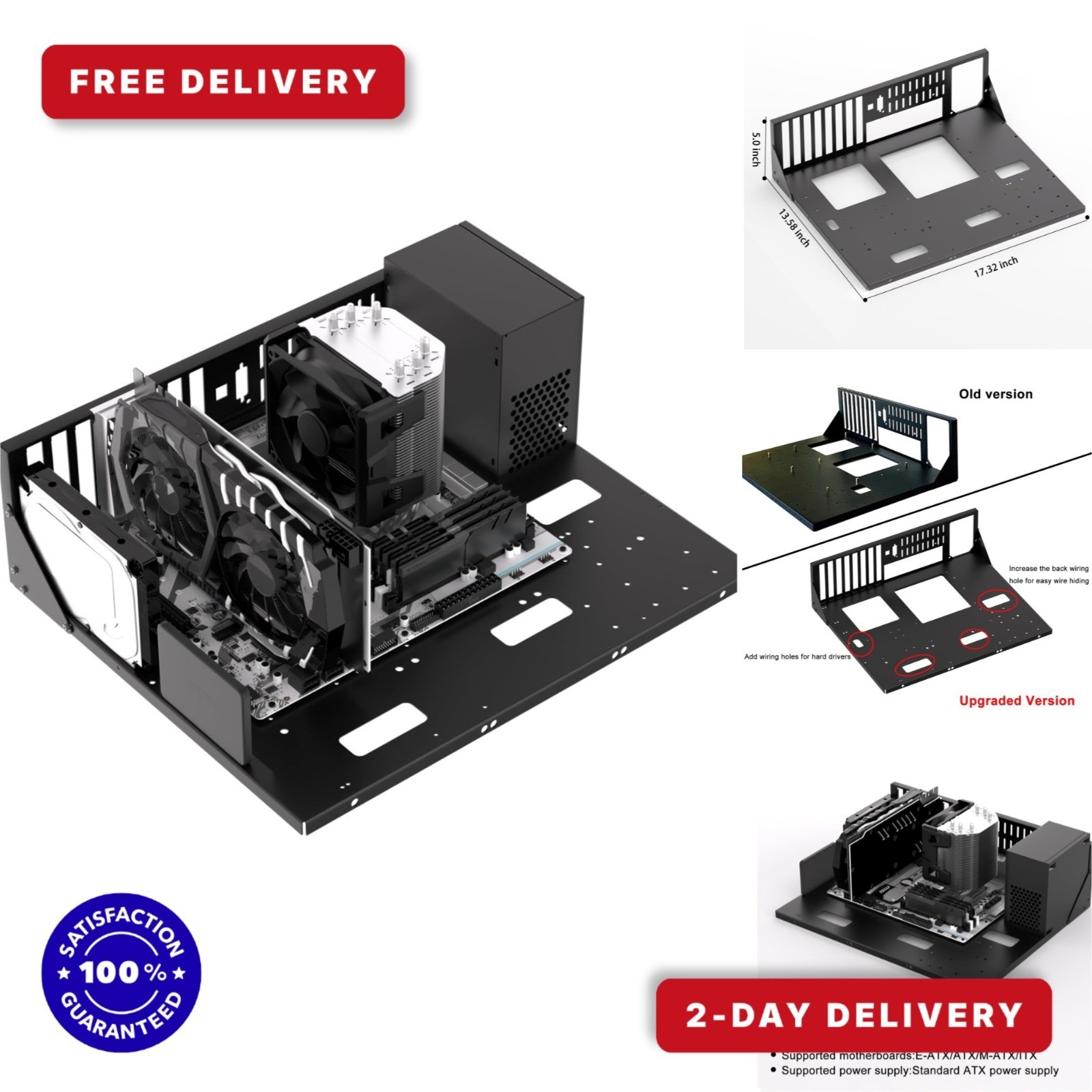 JOYJOM Open Air PC Case ATX EATX Micro ATX Mini ITX Test Bench