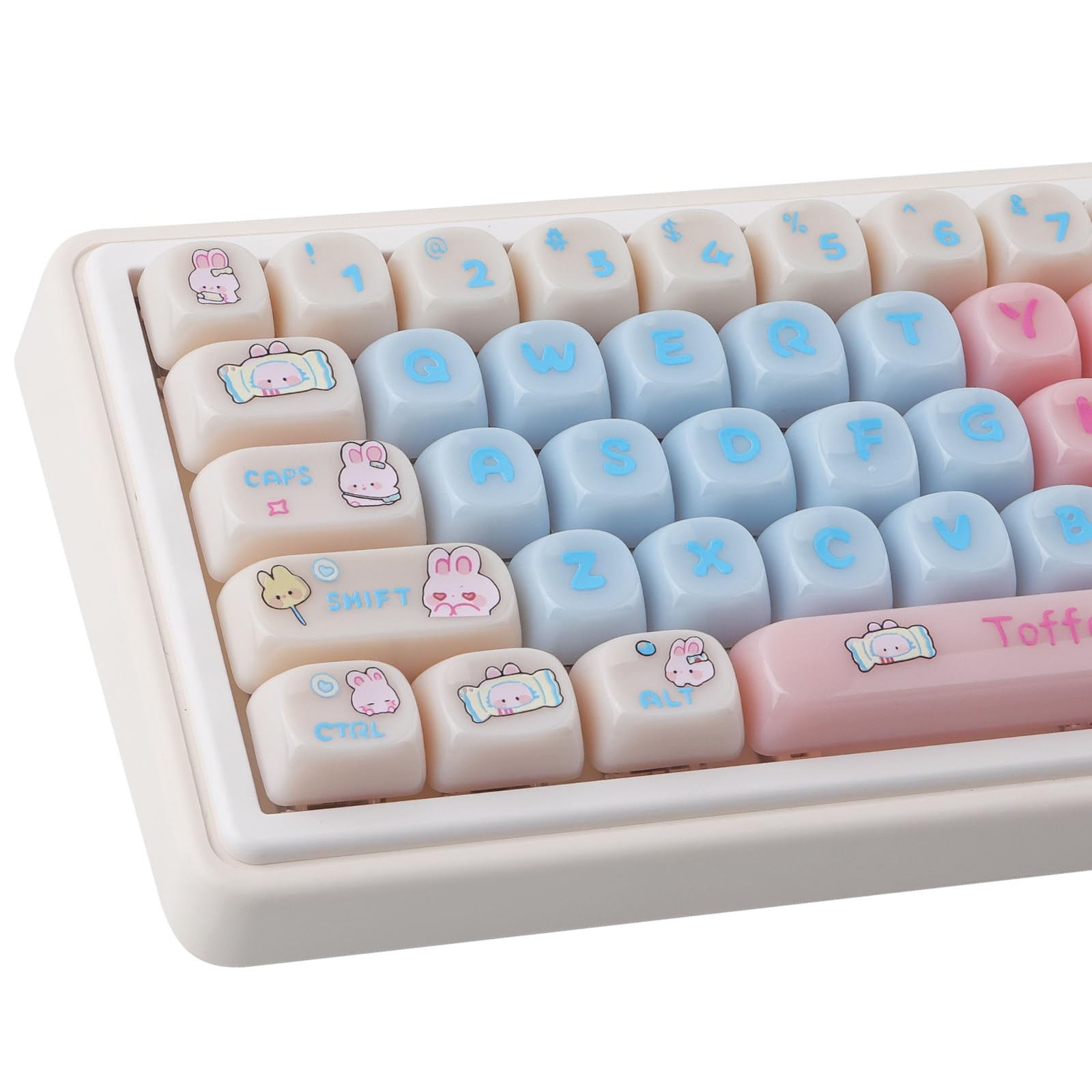 MOA Profile Keycaps 140 Keys Pink Translucent Cute Bunny Custom Set Mechanical