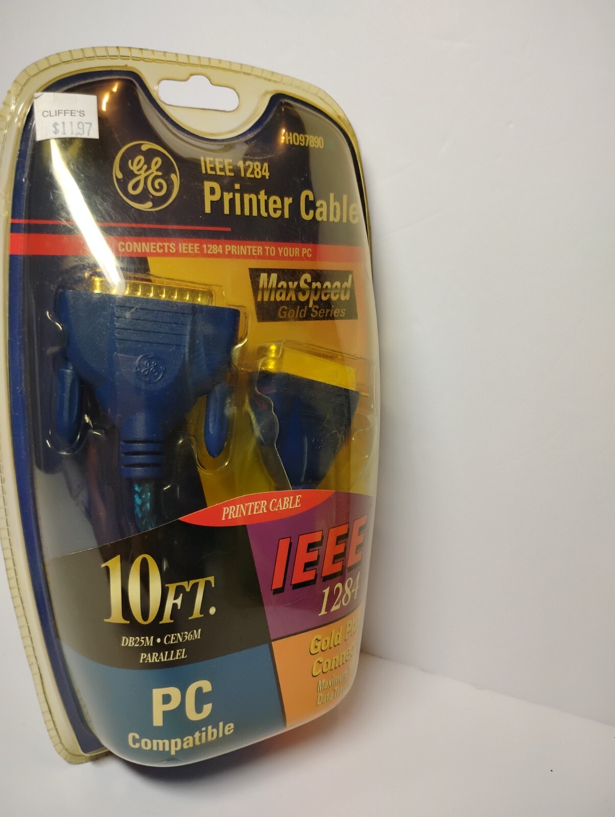 New GE MaxSpeed IEEE 1284 Printer Cable 10 ft DB25M CEN36M Parallel Gold Plated