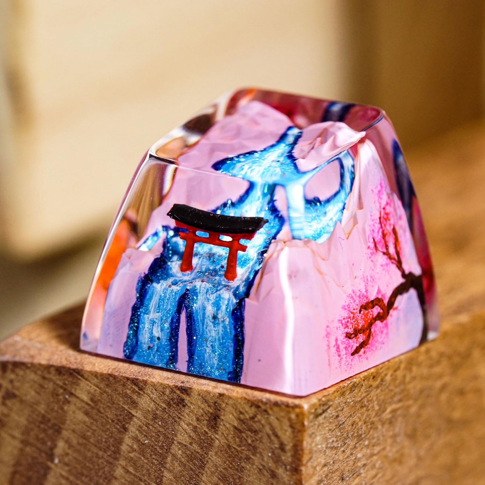 Japanese Torii Gate Sakura Waterfall Artisan Keycap SA Profile Resin MX