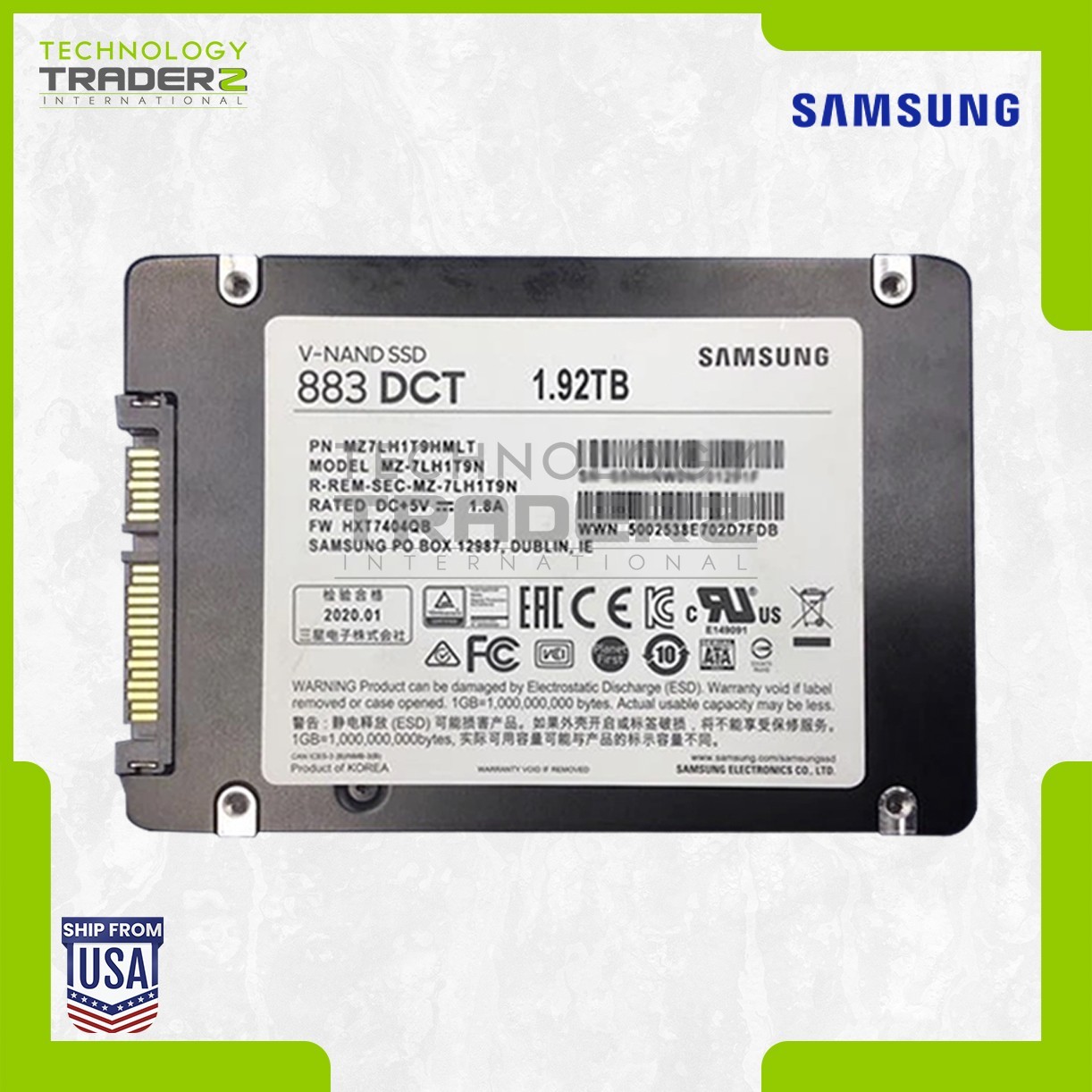 ** Samsung MZ-7LH1T9N 1.92TB 883 DCT V-NAND SATA 6Gbps 2.5" SSD **