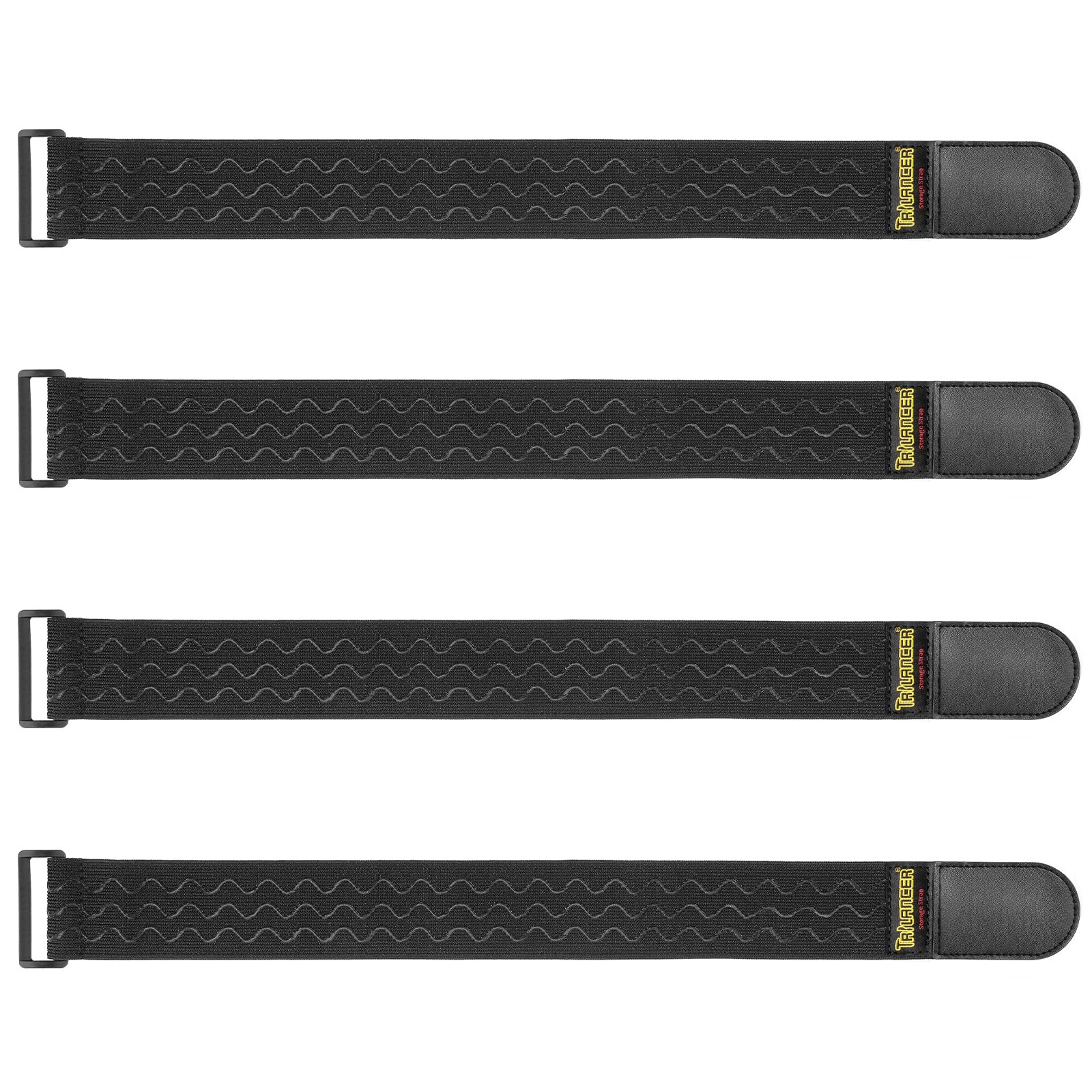 Trilancer Elastic Cinch Straps with Anti-Slip Strips, 2" x 18(4 pcs), Black