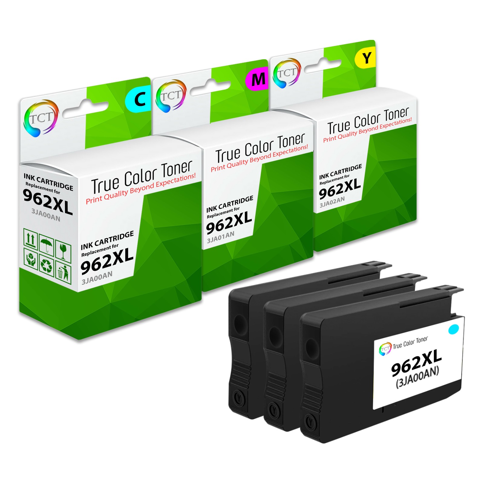 3PK TCT Premium 962XL CYM HY Compatible for HP OfficeJet 9012 Ink Cartridge