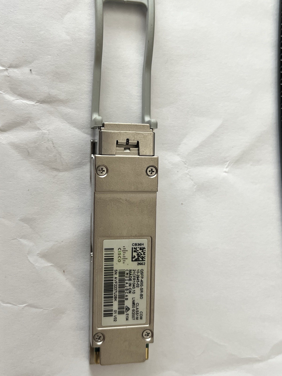 Cisco QSFP‑40G‑SR‑BD 10‑2945‑02 40GBASE SR‑BiDi QSFP Transceiver (Duplex LC MMF)