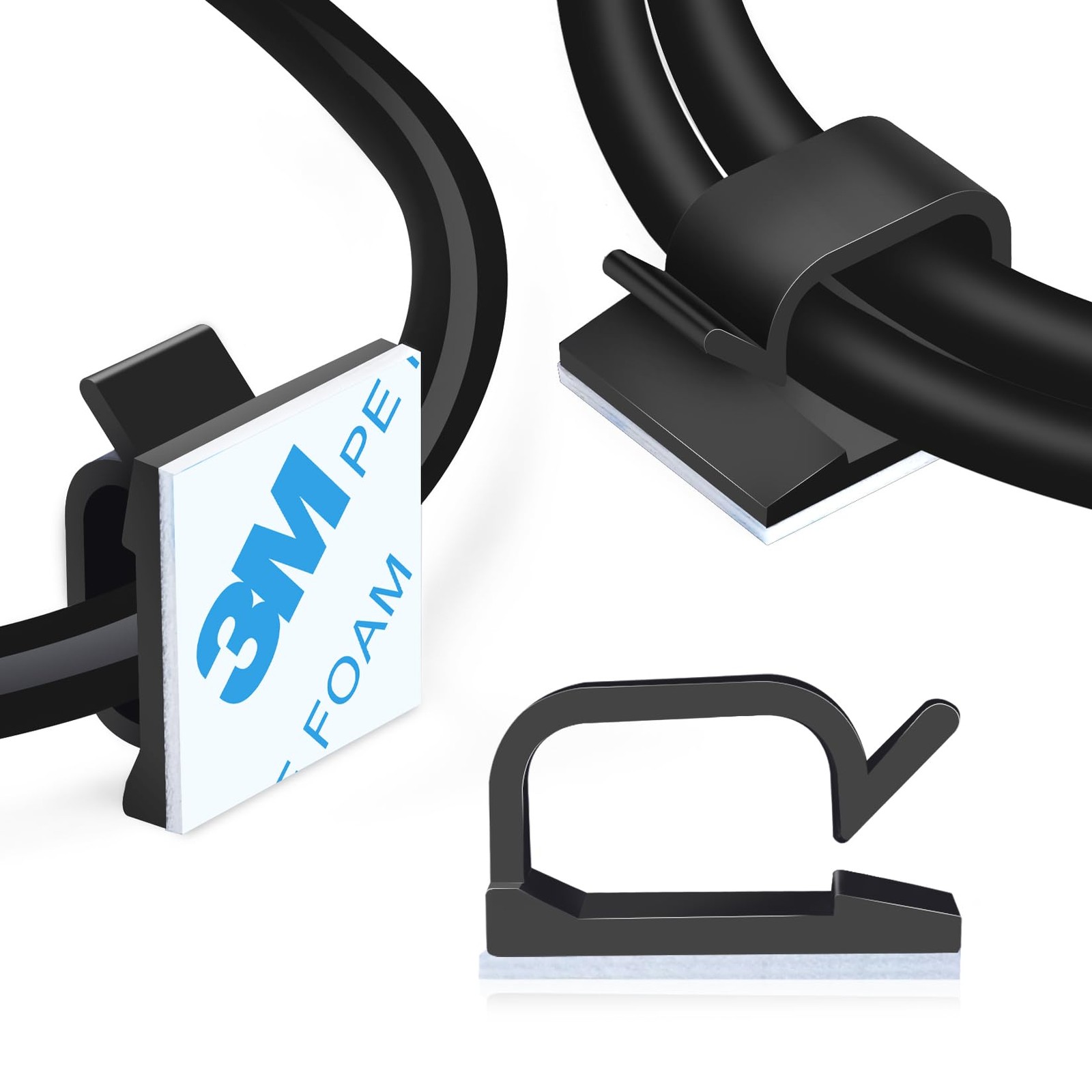 120PCS Outdoor Light Clips, Cable Management, Wall, Desk, Car, Black