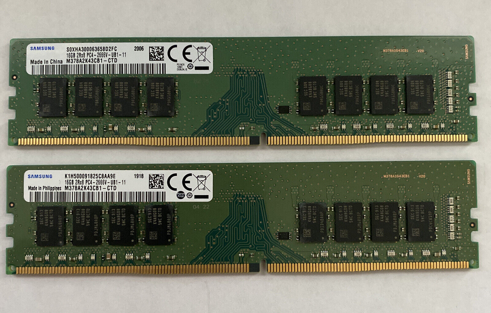 32GB Samsung (2x16GB) M378A2K43CB1-CTD DDR4 PC4-2666V-UB1-11 Desktop Memory