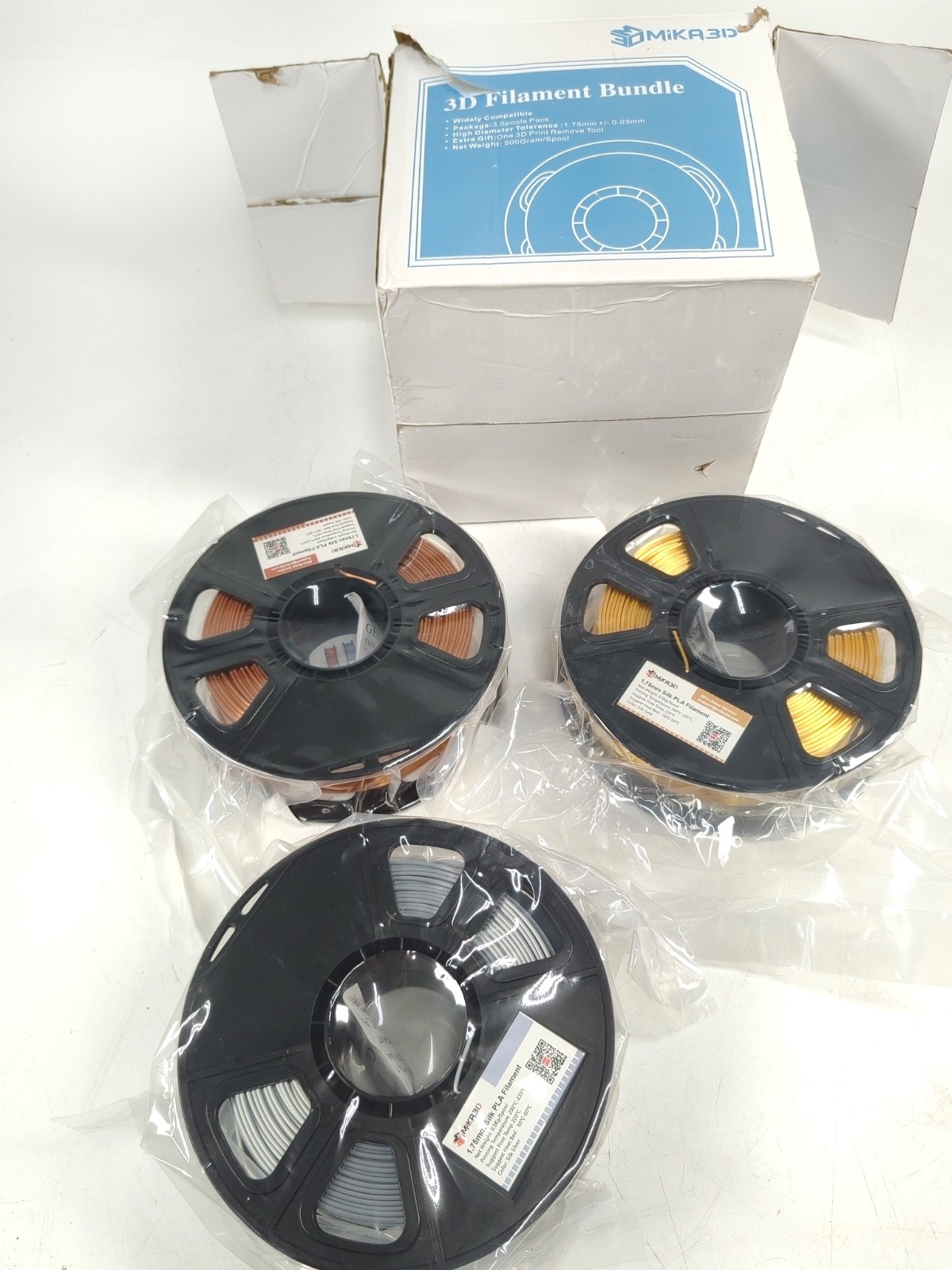MIKA3D MIKA003SILKPLA 1.75mm 3D Printer Filament - Gold/Silver/Copper