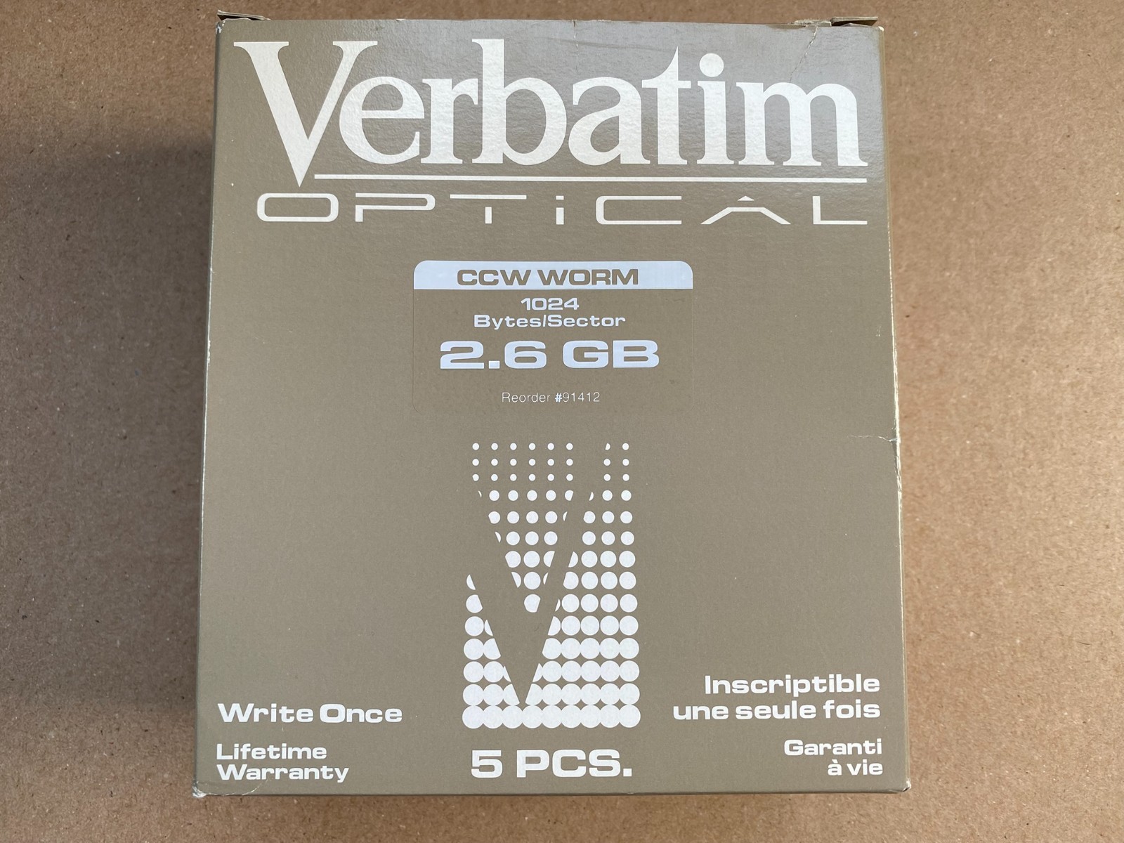 Verbatim Optical Disk CCW Worm 2.6 GB Write Once 5 Pack New In Box