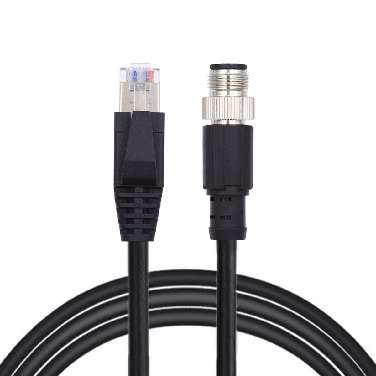 CHENYANG M12 Type-D Male to RJ45 Cat5e Male Cable for Lan Ethernet Network 1m
