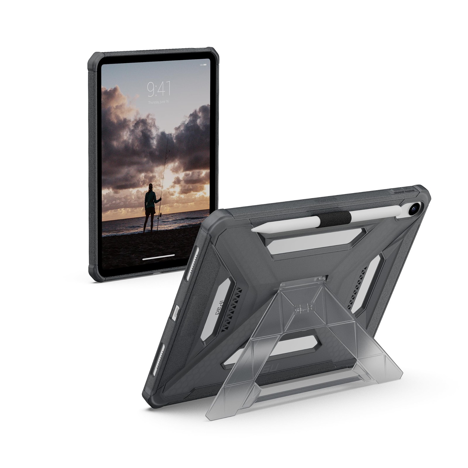 UAG iPad 11" A16 11th Gen 2025 Case - Rugged Kickstand Pencil Scout Plus Ash