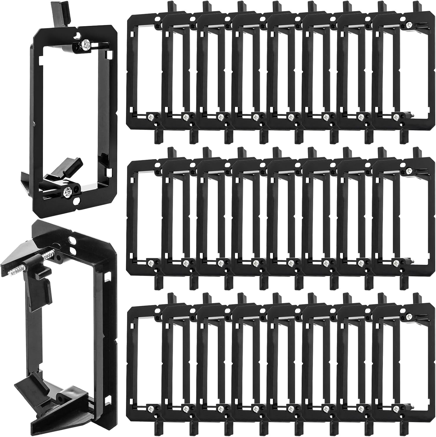 25 Pack Low Voltage Mounting Bracket, 1 Gang Flush Mounting Wall Plate, Drywall