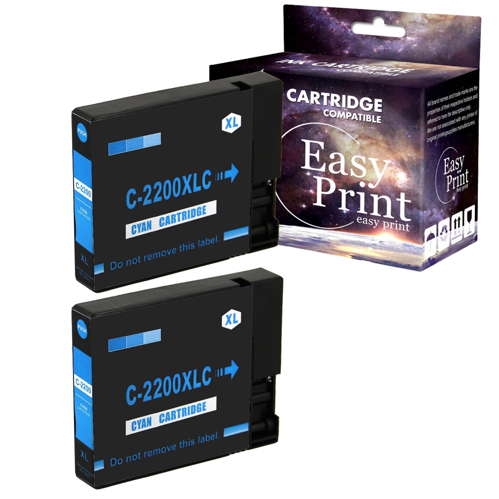 2PK PGI2200 Cyan Ink Cartridge for Canon Maxify MB5020 MB5120 MB5320 Printer