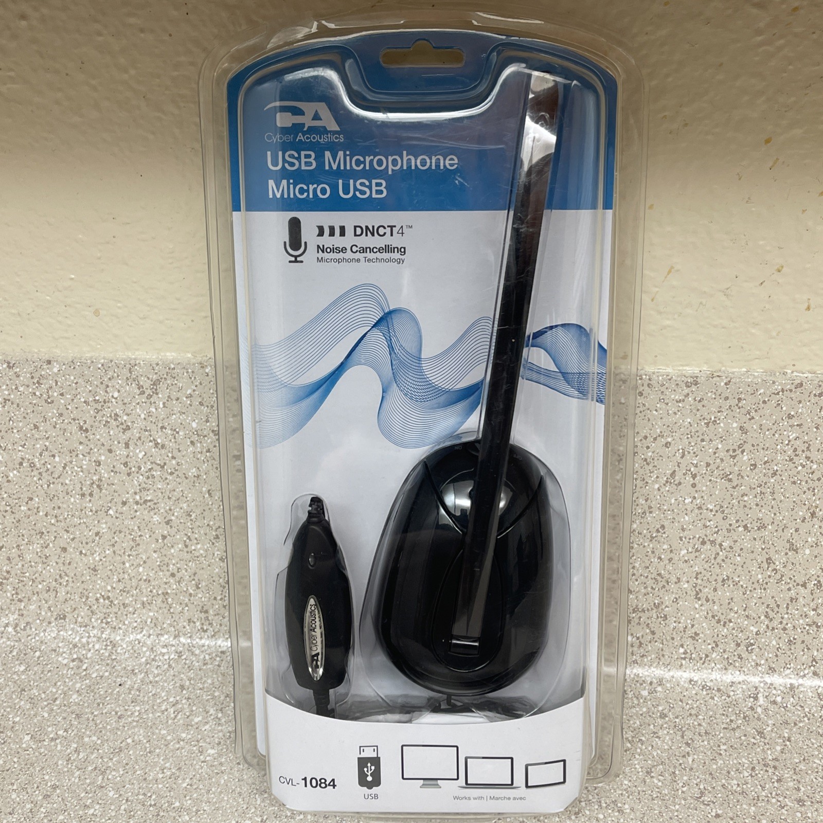 CYBER ACOUSTICS CVL-1084 USB MICROPHONE MICRO USB UPC: 646422104201 - NIP