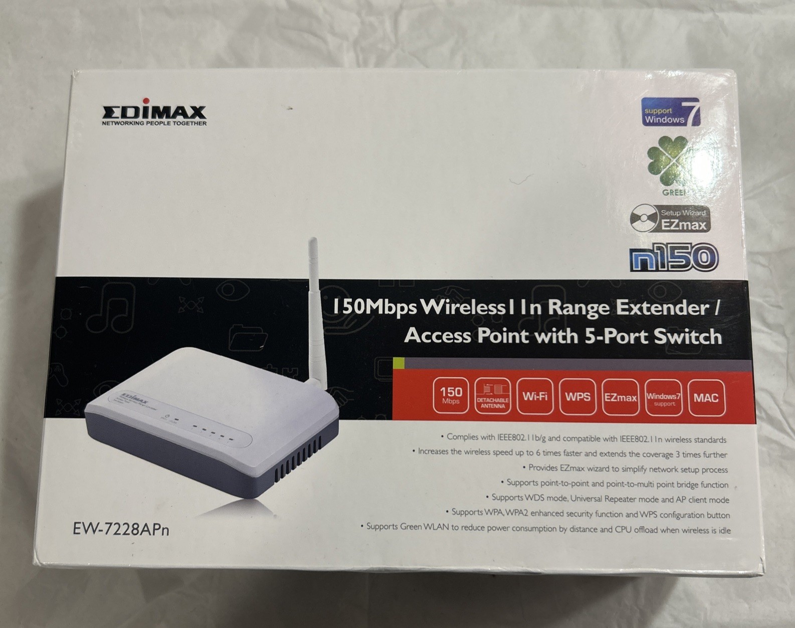 **NIB**EDIMAX EW-7228APn 150Mbps WIRELESS 11N RANGE EXTENDER/ACCESS POINT 5-PORT