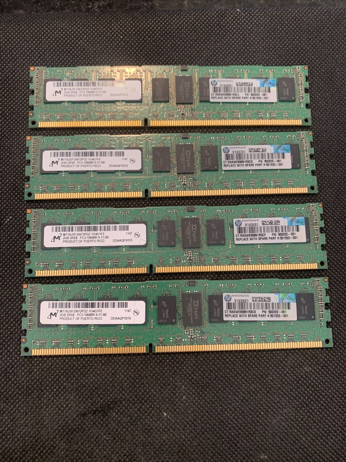 HP Micron 2GB Server Memory MT18JSF25672PDZ-1G4G1FE LOT OF 4