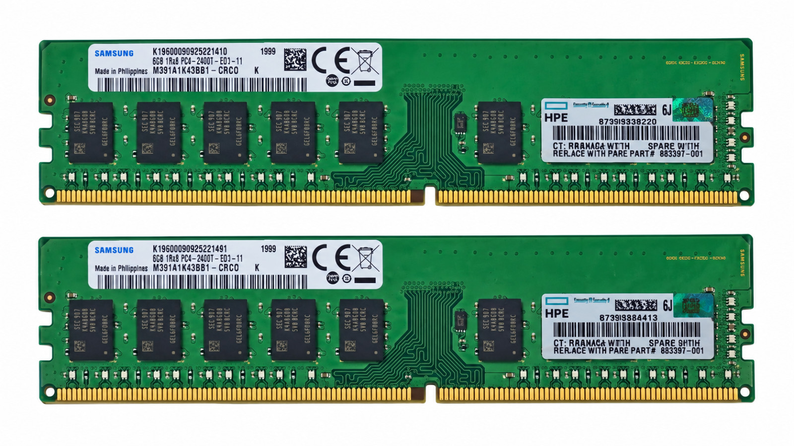 16GB Samsung M391A1K43BB1-CRCQ (2x8GB) DDR4 PC4-2400T-1Rx8 UDIMM ECC Server RAM