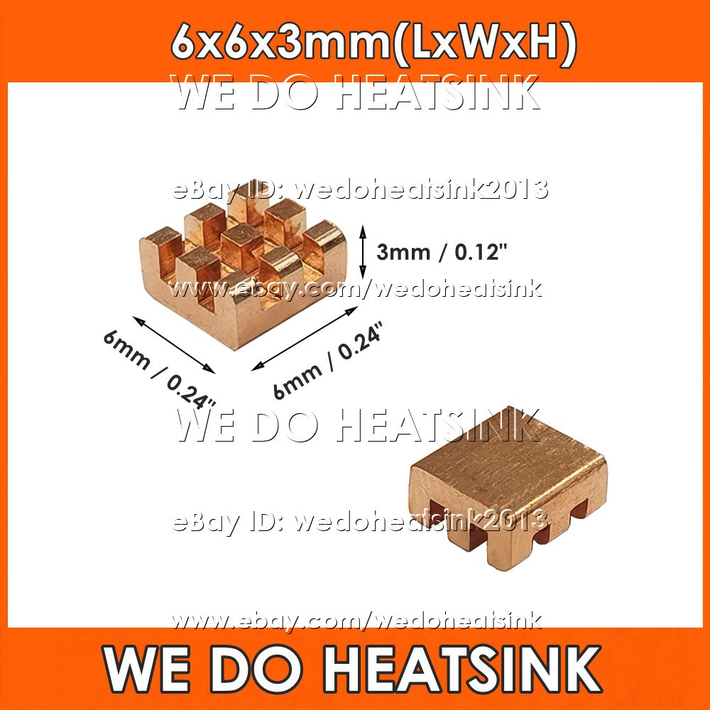 Pure Copper 6-17mm  Square Copper Heatsink Radiator Cooler With or Without Tape