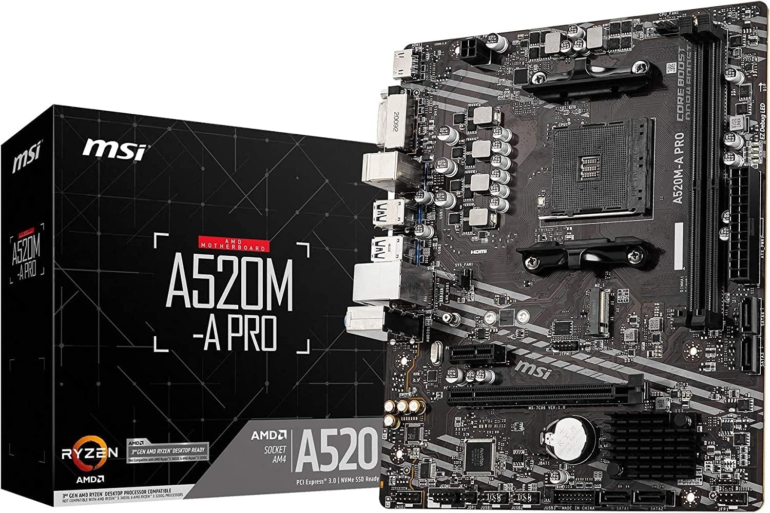 MSI A520M-A PRO AM4 Motherboard Micro ATX Ryzen 5000 4000G 3rd Gen Ready NEW JPN