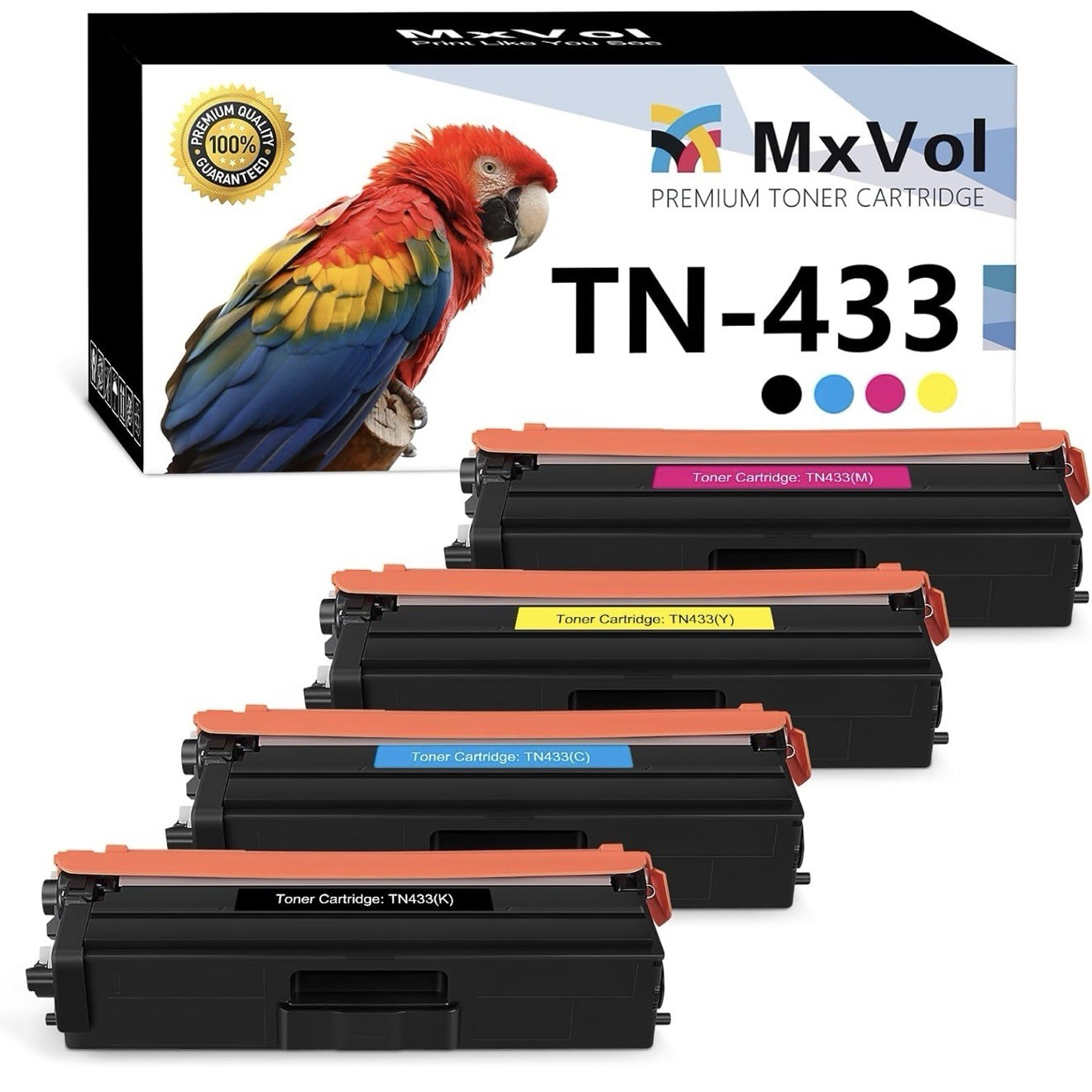 MxVol 4 Pack Toner Cartridges TN433 TN431