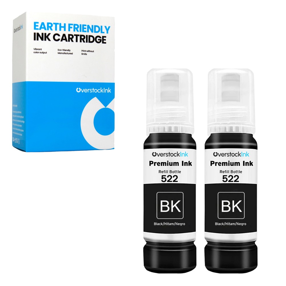 Compatible Epson T522 Black Ink Bottle 2PK for EcoTank ET-2400, ET-2720, ET-2800