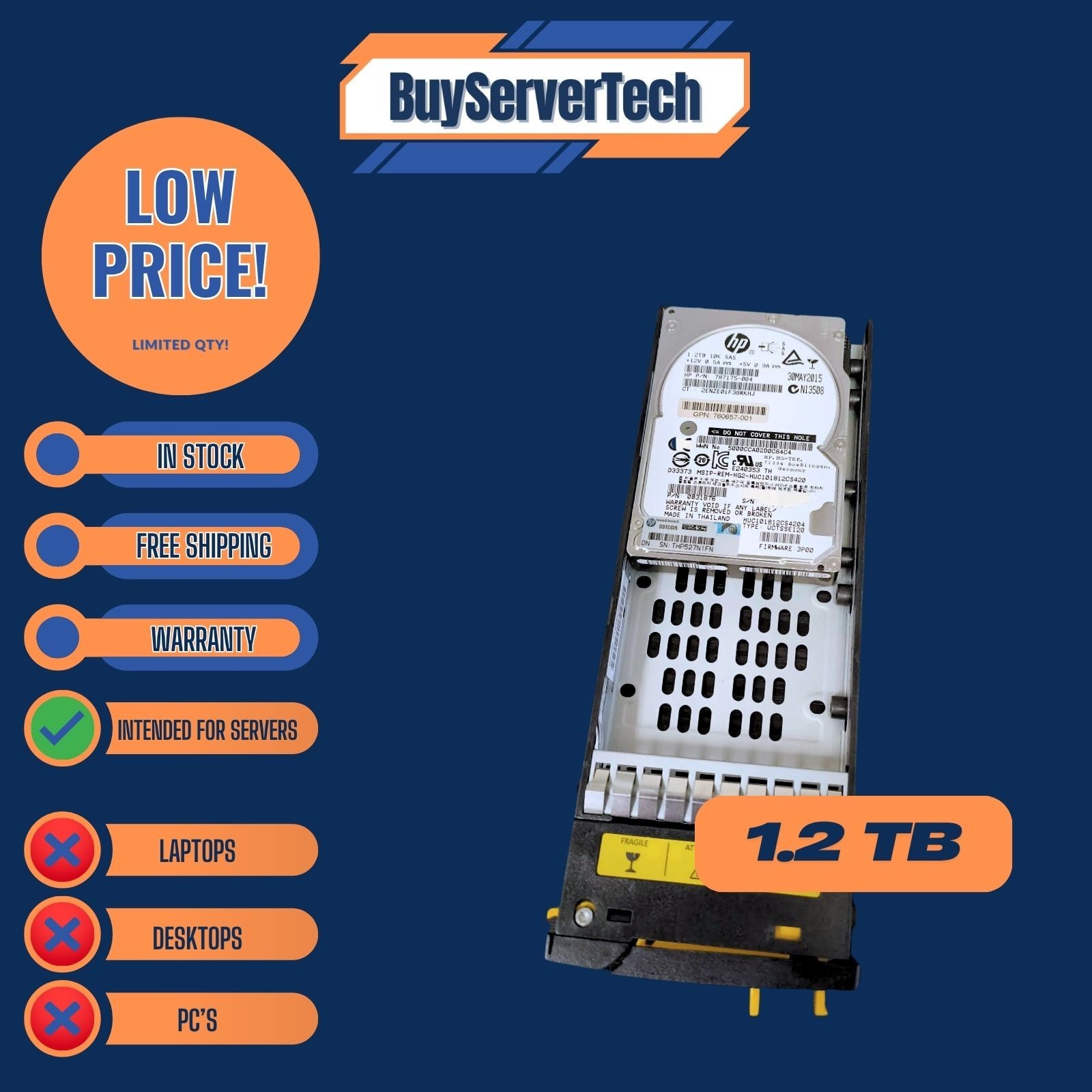 HP 3PAR 802274-001 1.2TB 10K RPM 2.5" SAS HDD 760657-001 787175-004