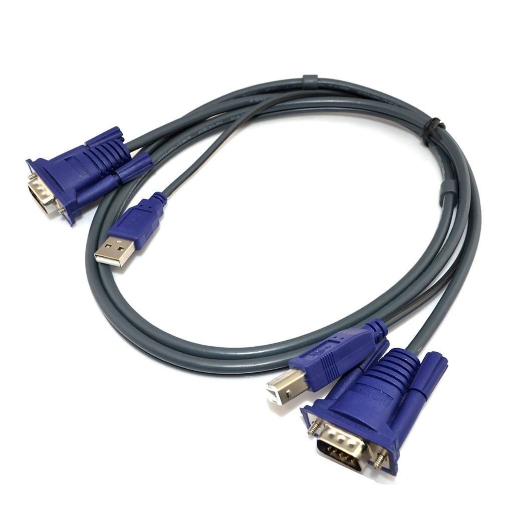 USB 2.0 PC Monitor 15 Pin Standard VGA SVGA  Adapter Cable For KVM Switch PC New