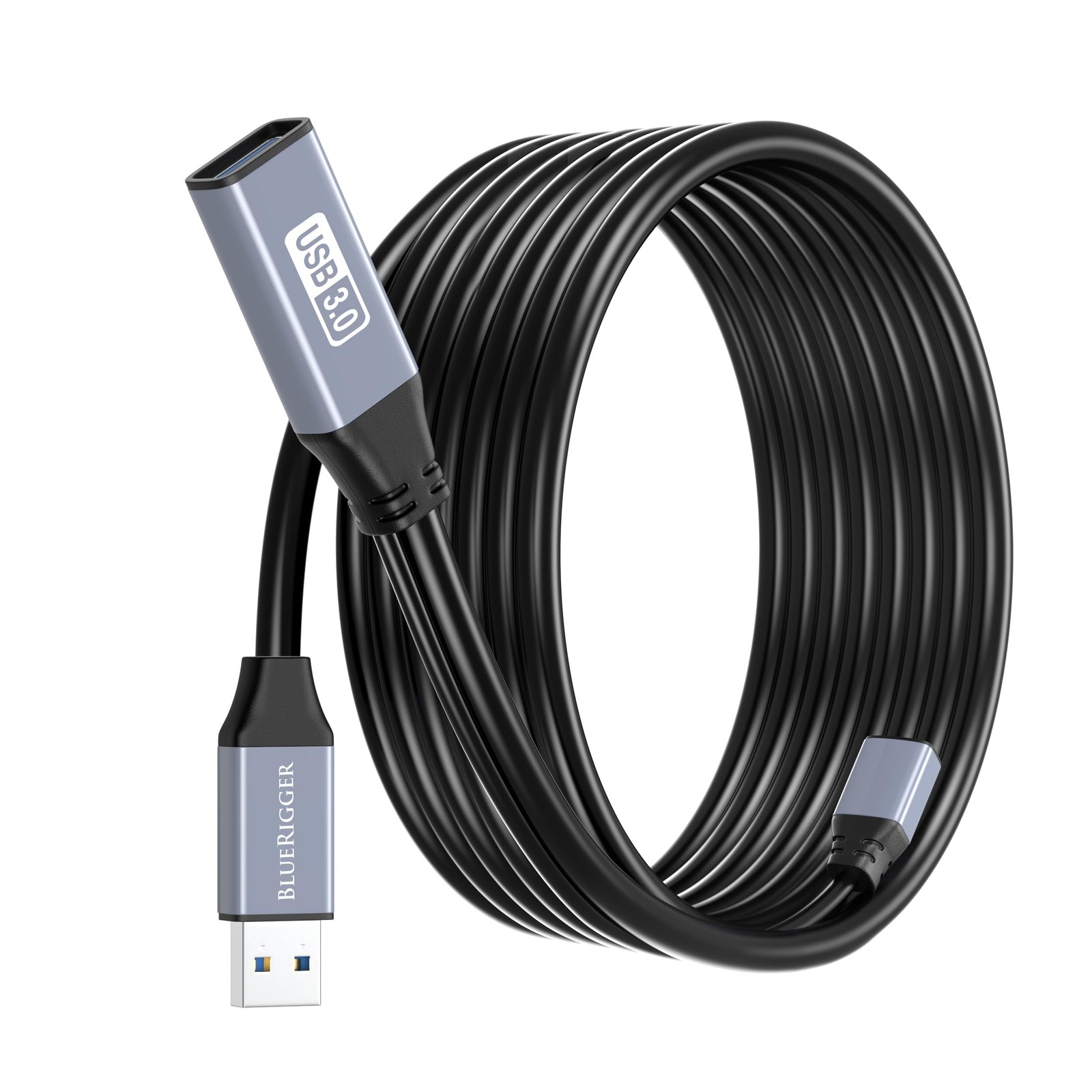 BlueRigger 32FT USB 3.0 Active Extension Cable 5Gbps Extender Cord Grey