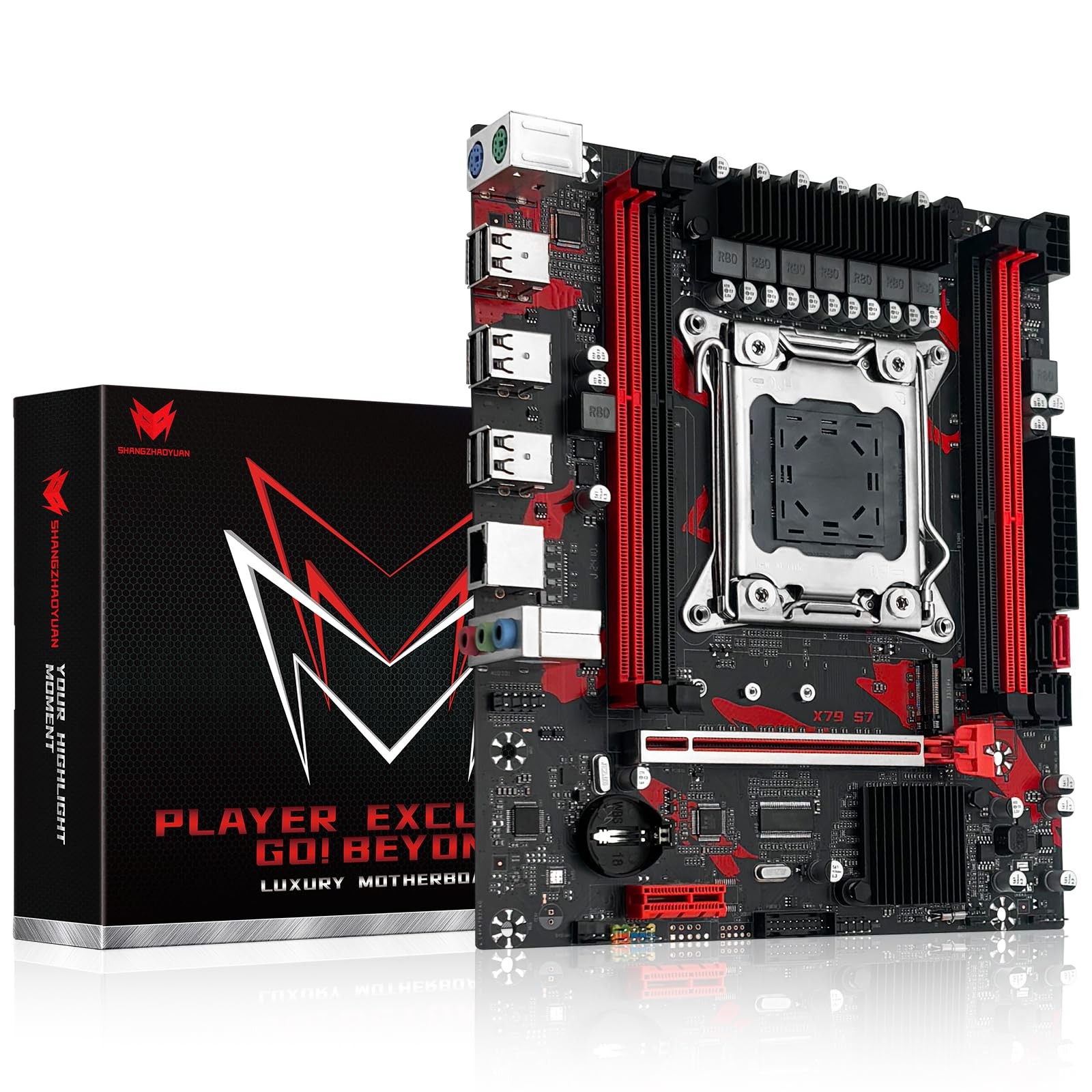 X79 S7 Gaming Motherboard for Intel LGA 2011 Socket Xeon E5 Series CPUs, Supp...