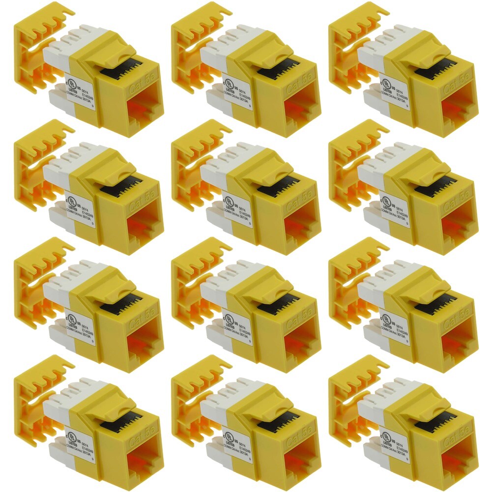 12x Cat5e RJ45 Network Ethernet Keystone Jack 180 Degree 110 Punch Down Yellow