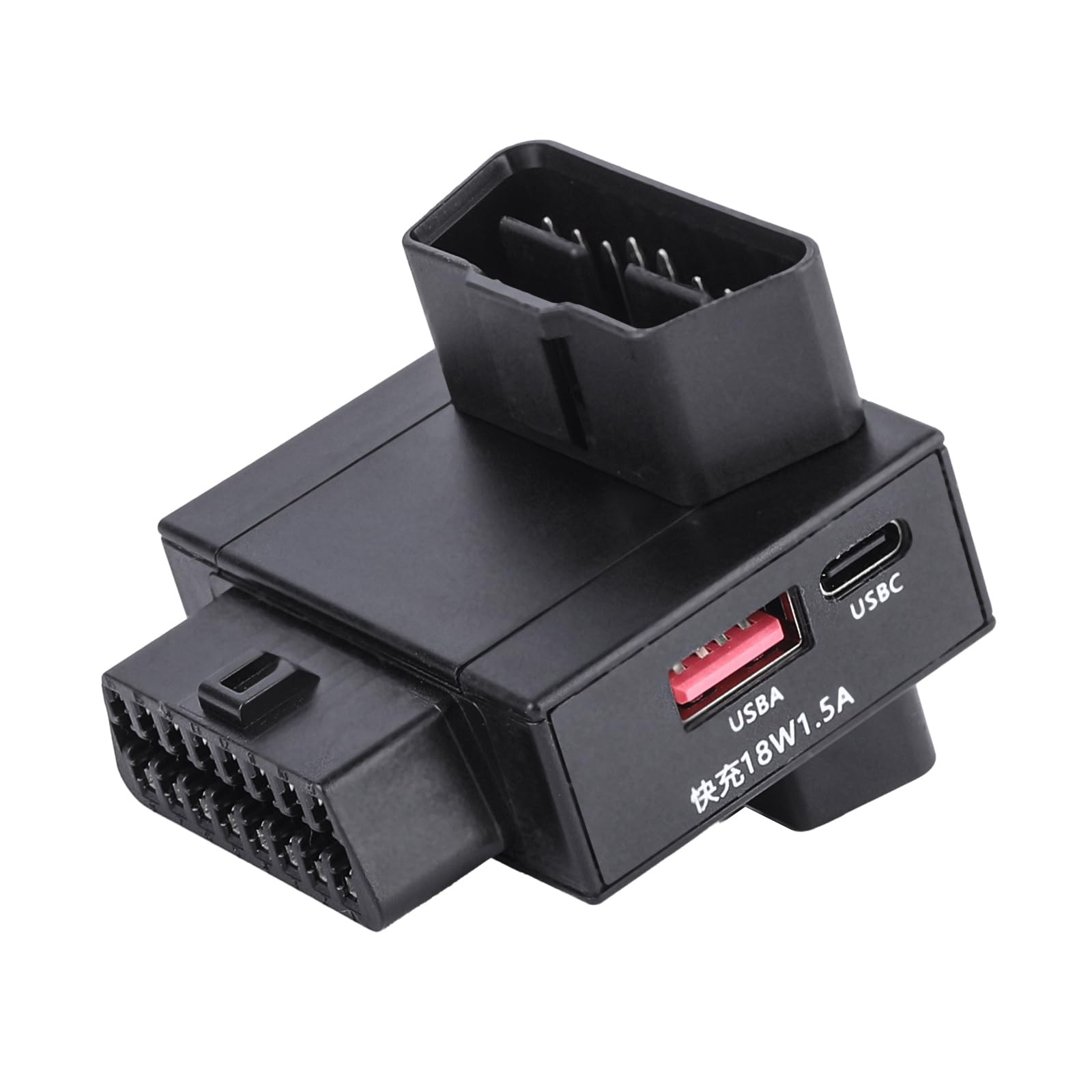 OBD2 1to2 Splitter Adapter Power Cut Switch 18W USB Fast Charging 16Pin