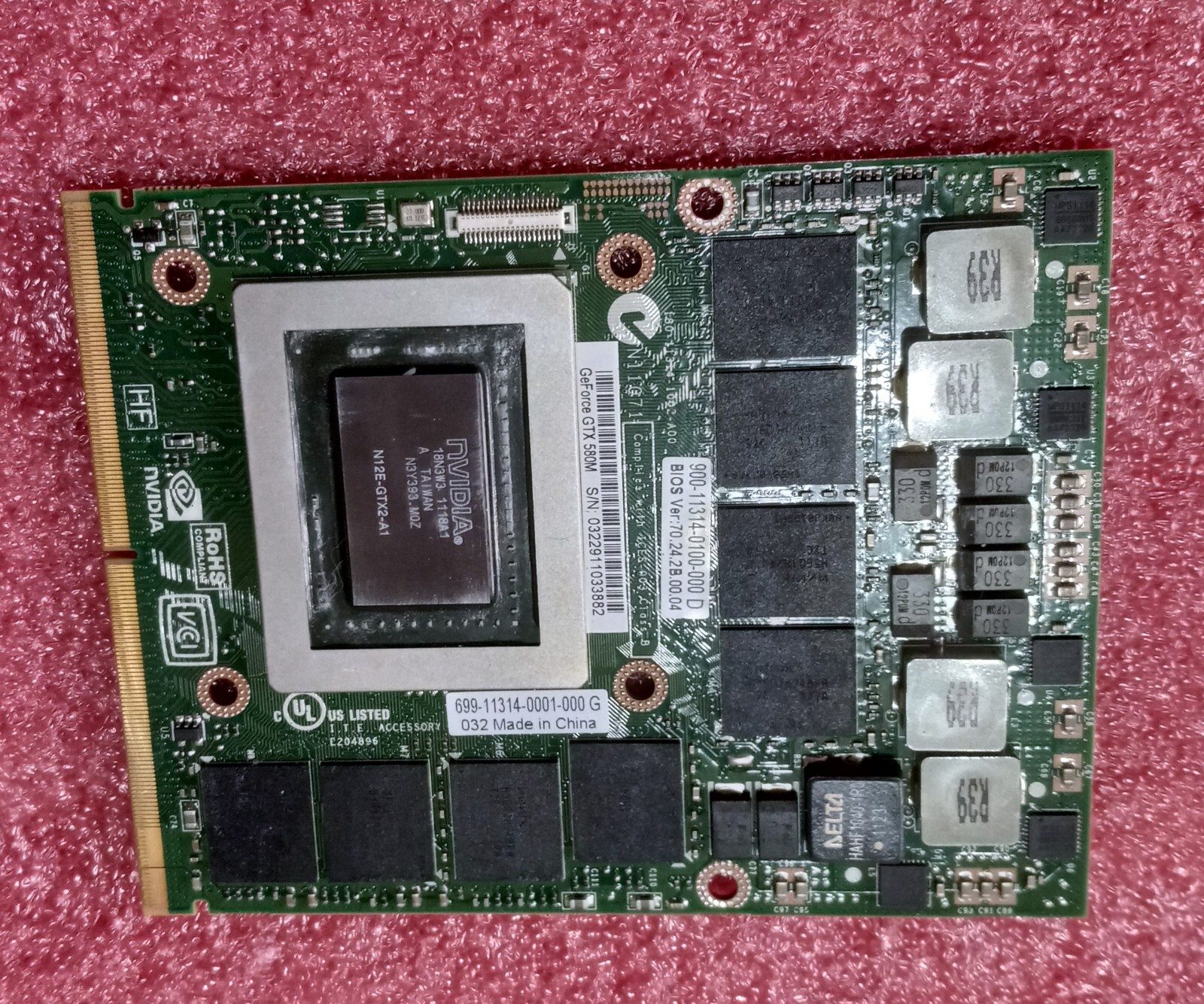 FORDell 3MF8R M18X M17X R3 NVIDIA GTX 580M /GTX 675M 2GB video card N12E-GTX2-A1