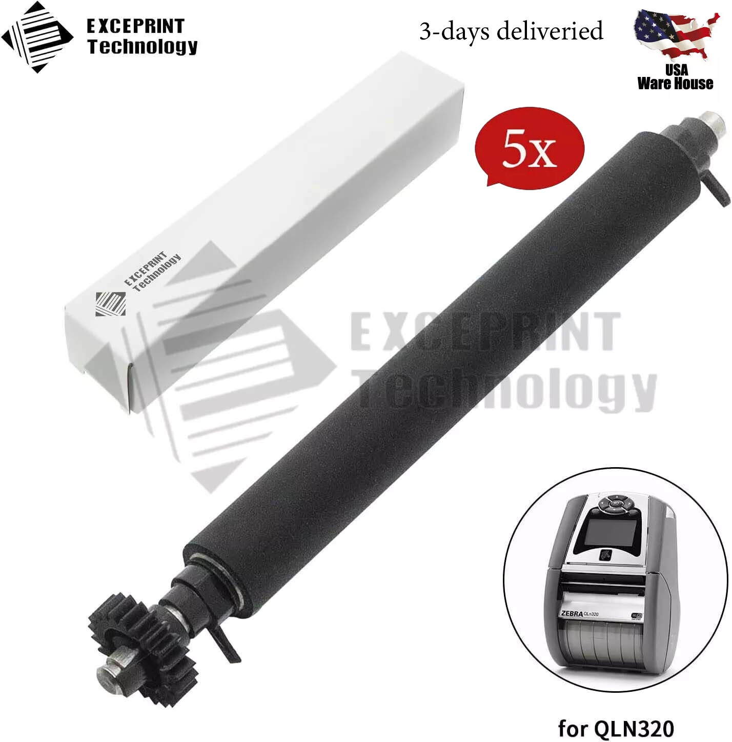 ✅ 5pcs P1031365-022 Transfer Platen Roller for Zebra QLN320 Barcode Printer ✅
