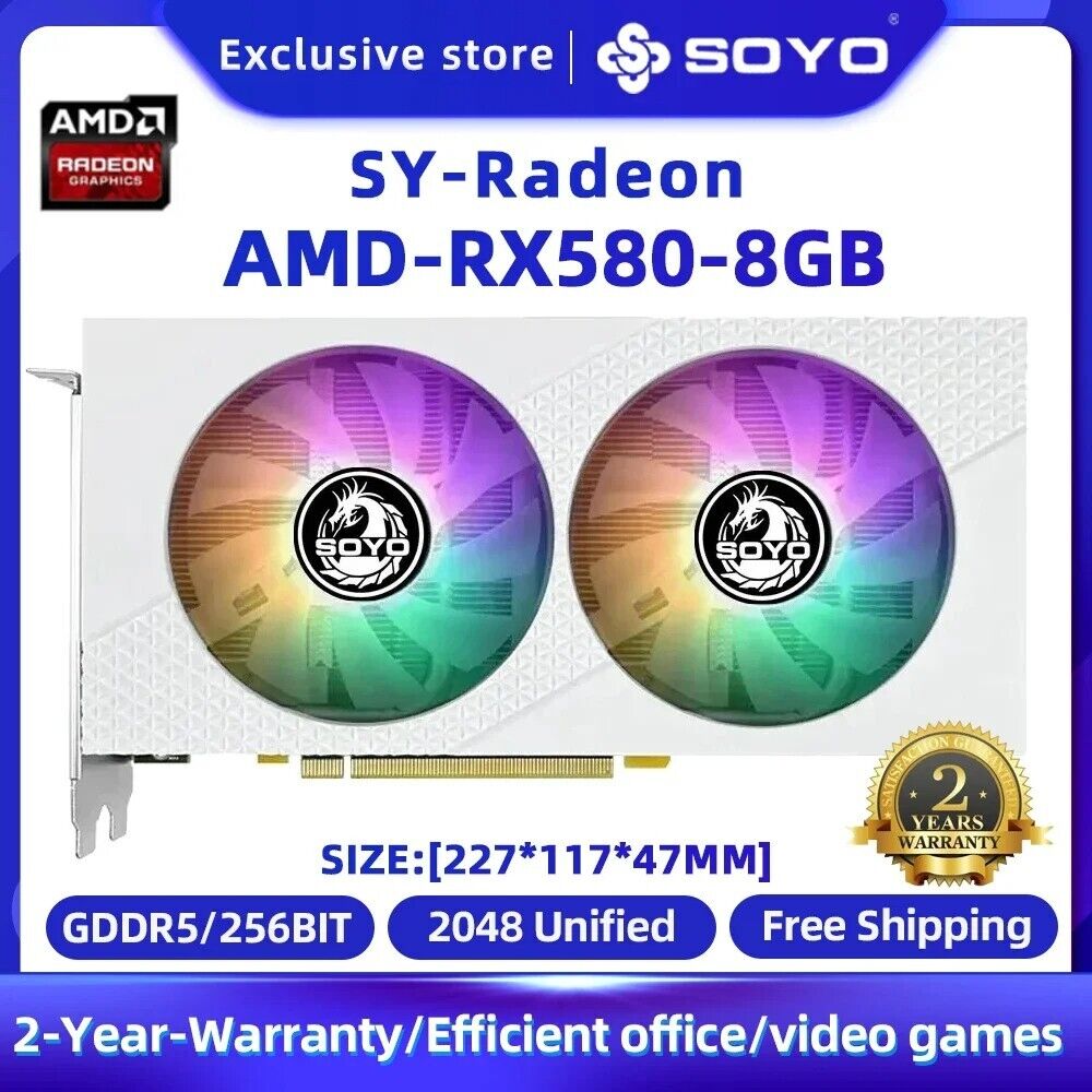 SOYO RX 580 8G Video Card AMD Radeon GDDR5 RX580 8GB 2048sp 256Bit PCIE X16 3.0