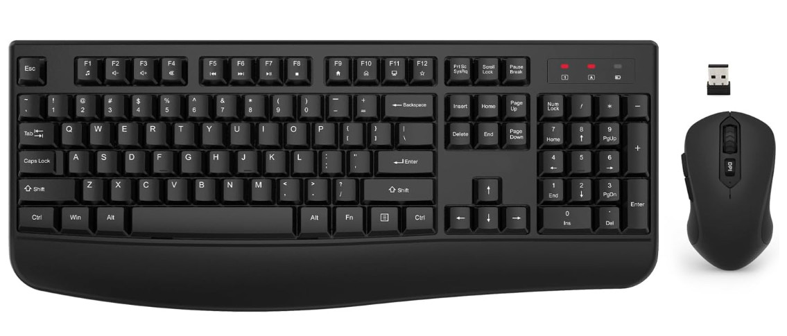 Teclado y Ratón Inalámbricos Ergonómicos con Reposamuñecas y DPI Ajustable,Nuevo