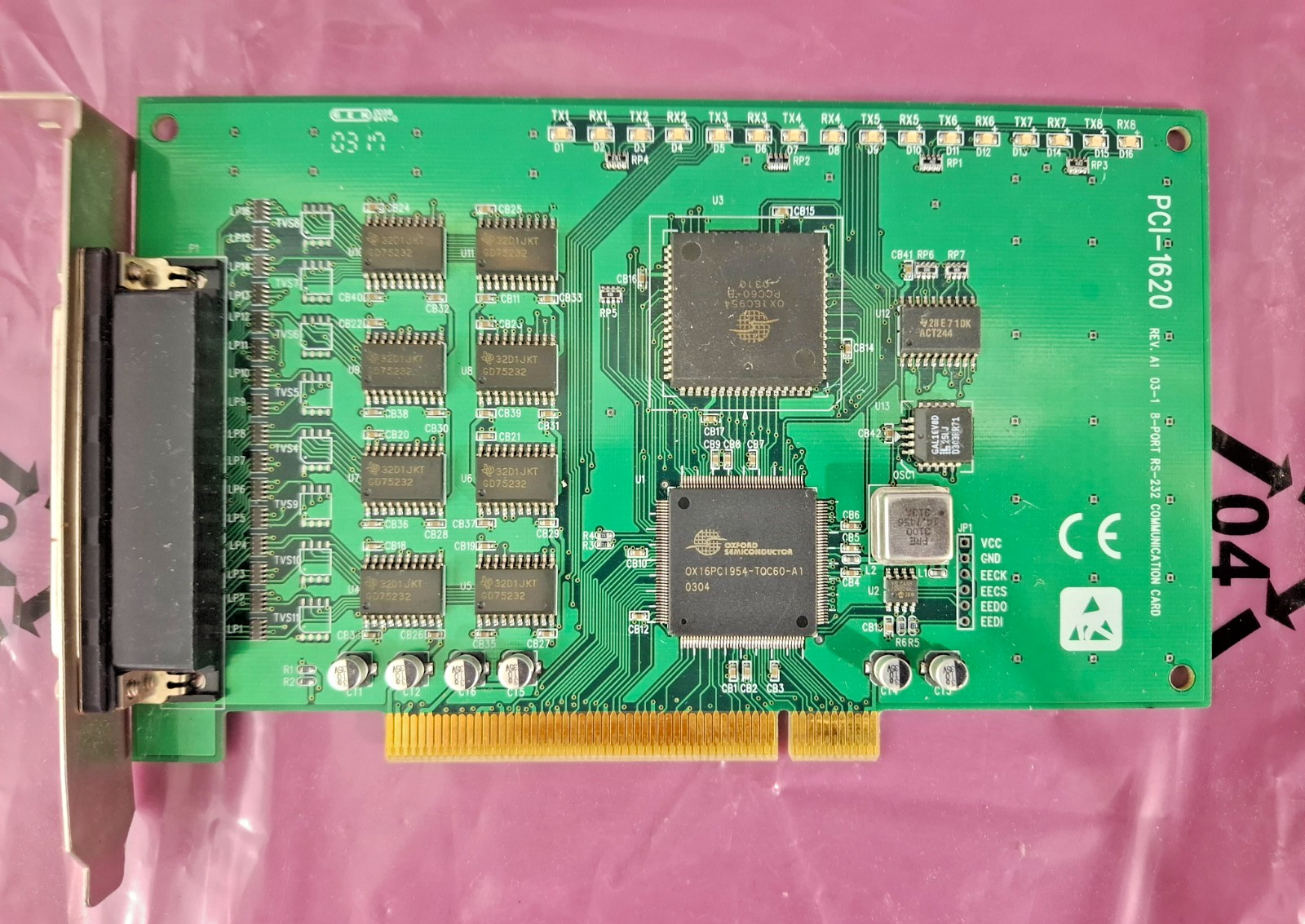 Advantech PCI-1620 REV.A1 03-1   8-PORT RS-232 Communication Card