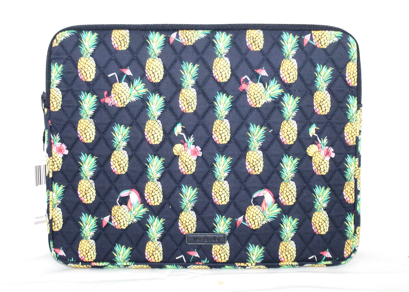 VERA BRADLEY Laptop Sleeve in Toucan Party 15224-Q60 Navy Blue Pineapples Crabs