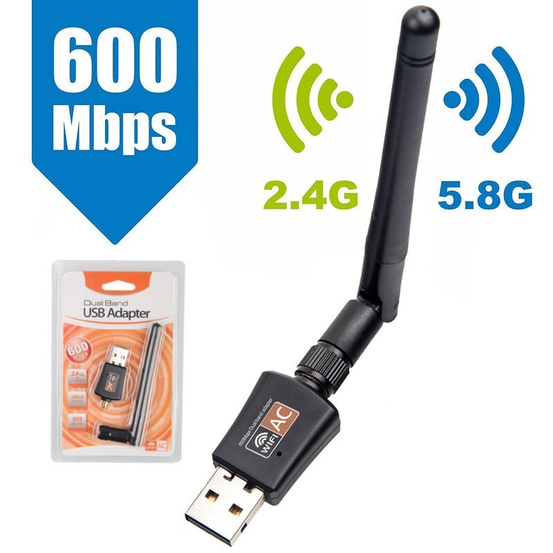 AC600 Mbps Dual Band 2.4/5Ghz Wireless USB WiFi Adapter w/Antenna RTL881CU1