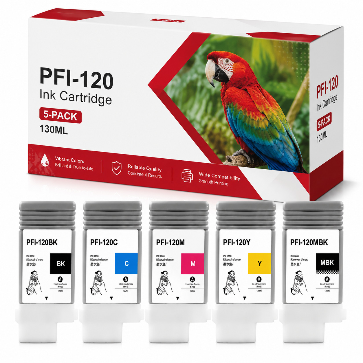 5PK PFI-120 130ML Ink for imagePROGRAF TM-300 TM-305 TM-350 TM-355 GP-200