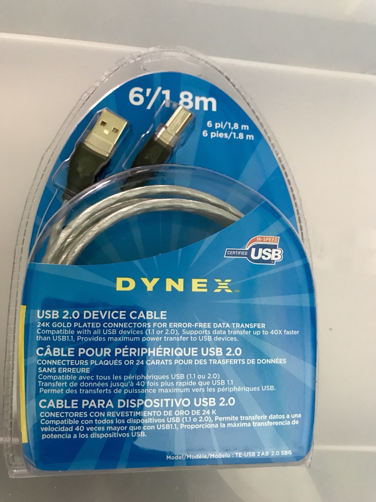 Dynex  6’/ 1.8 USB 2.0 Devise  Cable