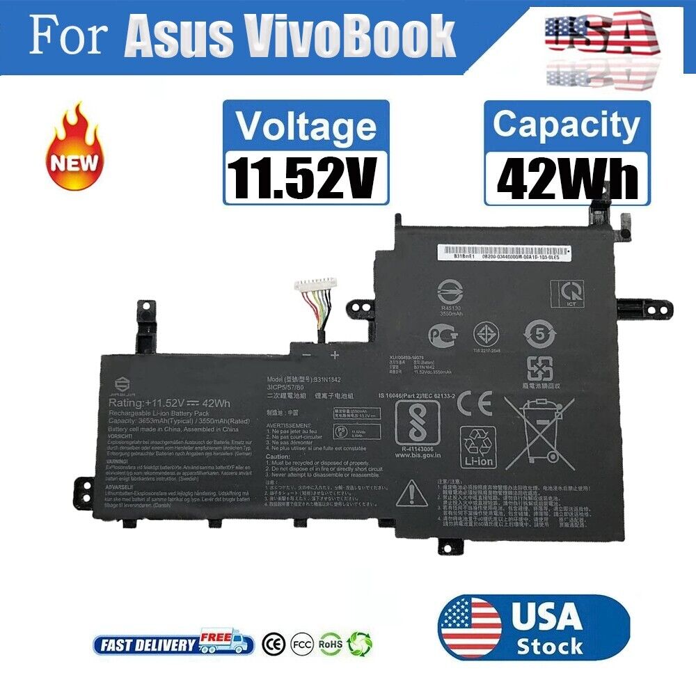 B31N1842 Battery For ASUS VivoBook 15 F513 M513 K513 S513 X513 S15 S531F 42Wh US