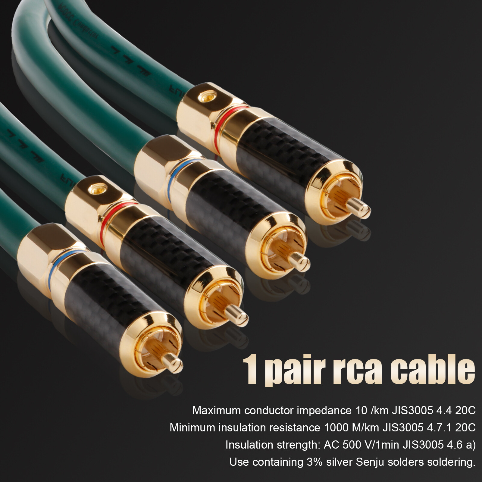 Pair Audio OCC Single  Copper RCA Cable Signal Cord w/ Gold Plated Plug