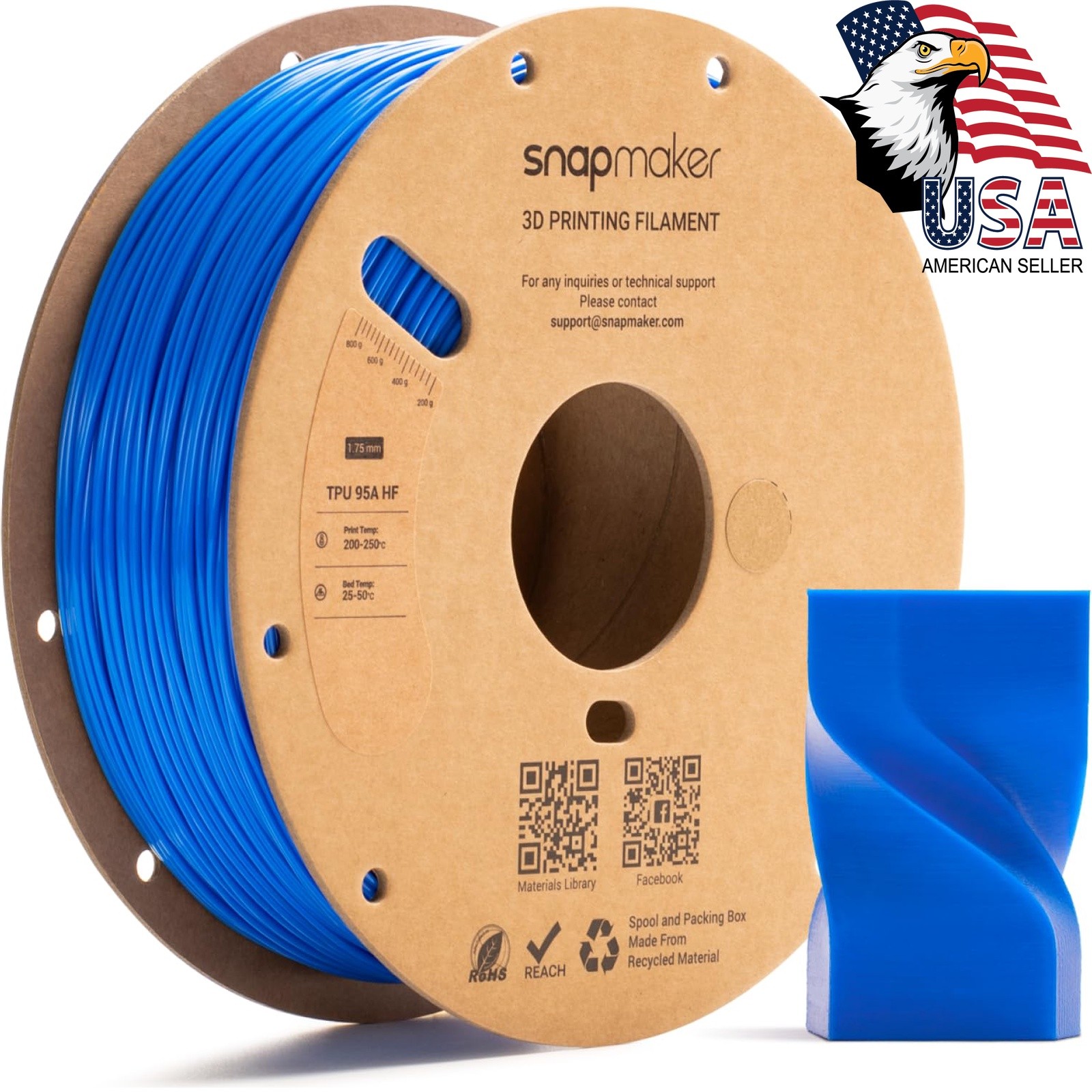 Snapmaker TPU Filament 1.75mm,TPU 95A HF 3D Printer Filament 1kg(2.2lbs) | Fl...