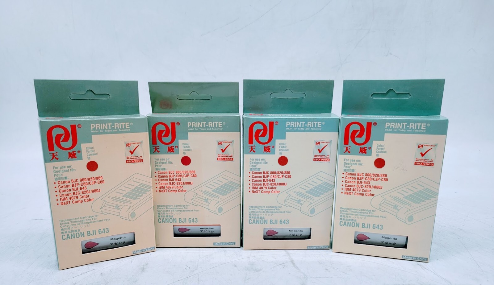 Lot of 4 Canon Print-Rite inkjet BJI643 Magenta