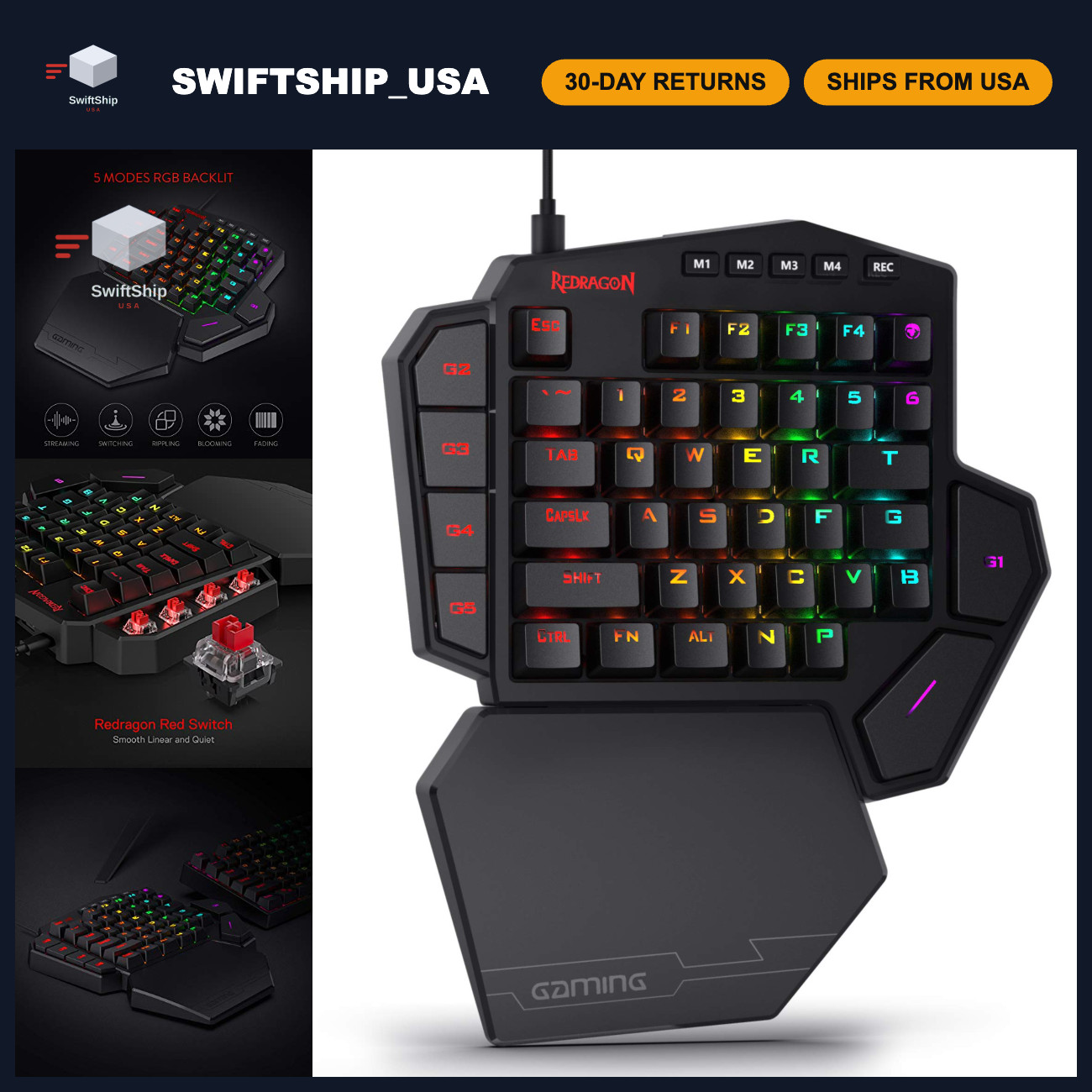 One-Handed RGB Gaming Keypad, Tactical 42-Key Layout, Wired Mechanical Controlle