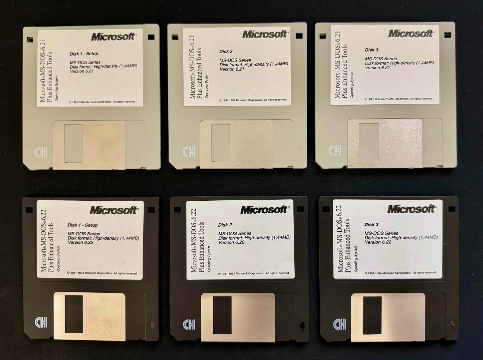 Microsoft MS-DOS 6.22 + 6.21 Original 3.5" Floppy Disk Sets - 6 Disks - Retro PC