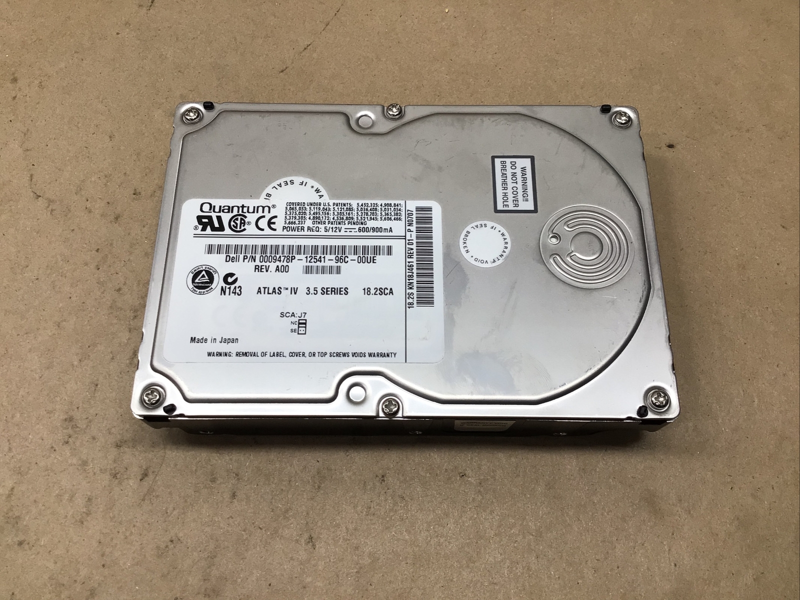 QUANTUM ATLAS IV DELL 776MW 4.5GB SCA SERVER U160 SCSI HARD DRIVE #3001C7PR4