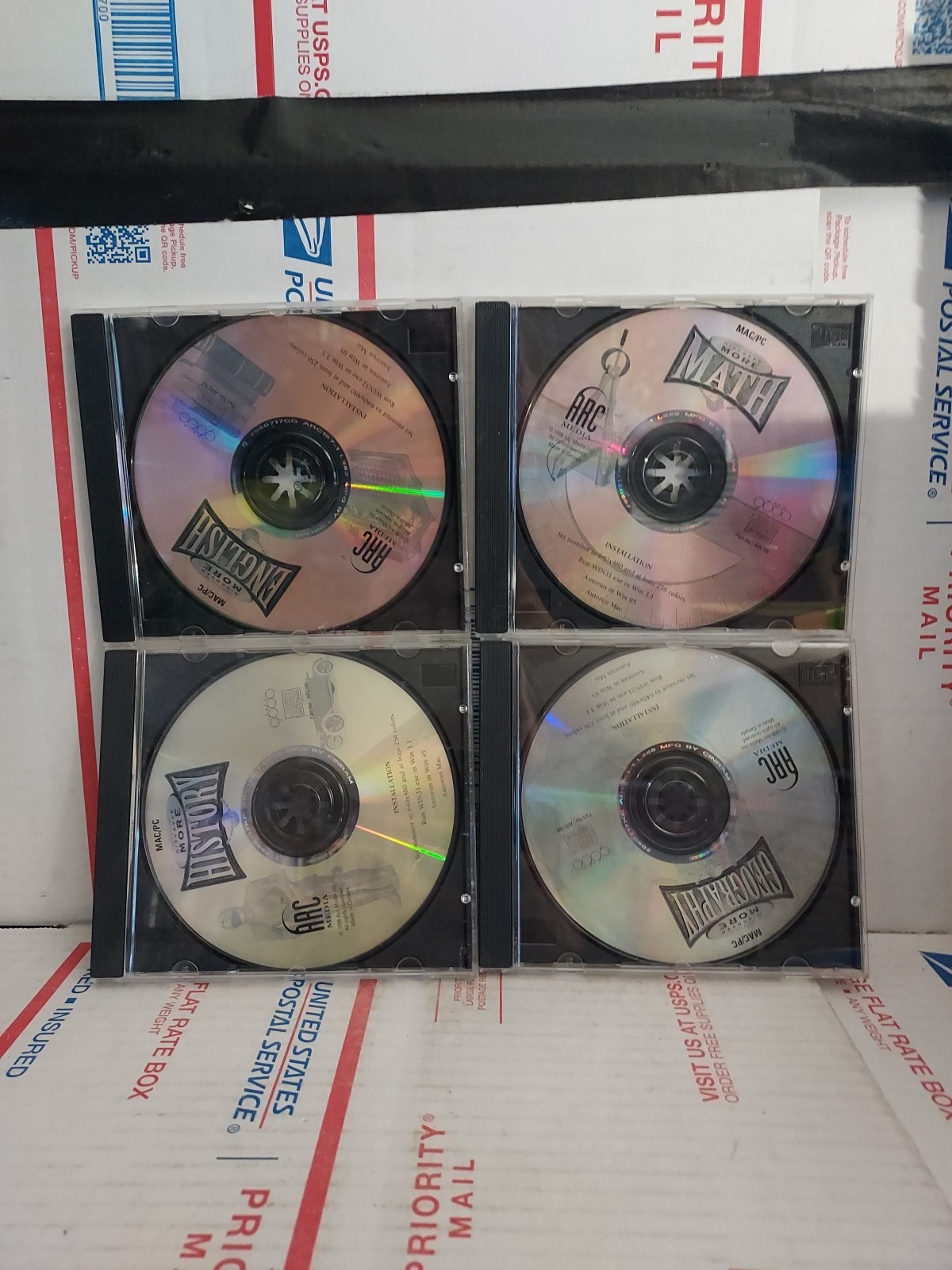 Lot of four discover more english math  geography history Pc Cd-rom Used - #163